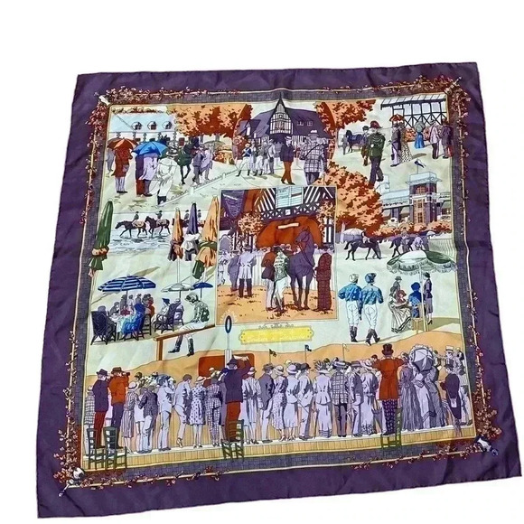 Hermès 'Un Siecle de Courses a Deauville 90' scarf by Hubert de Watrigant - Picture 2 of 6